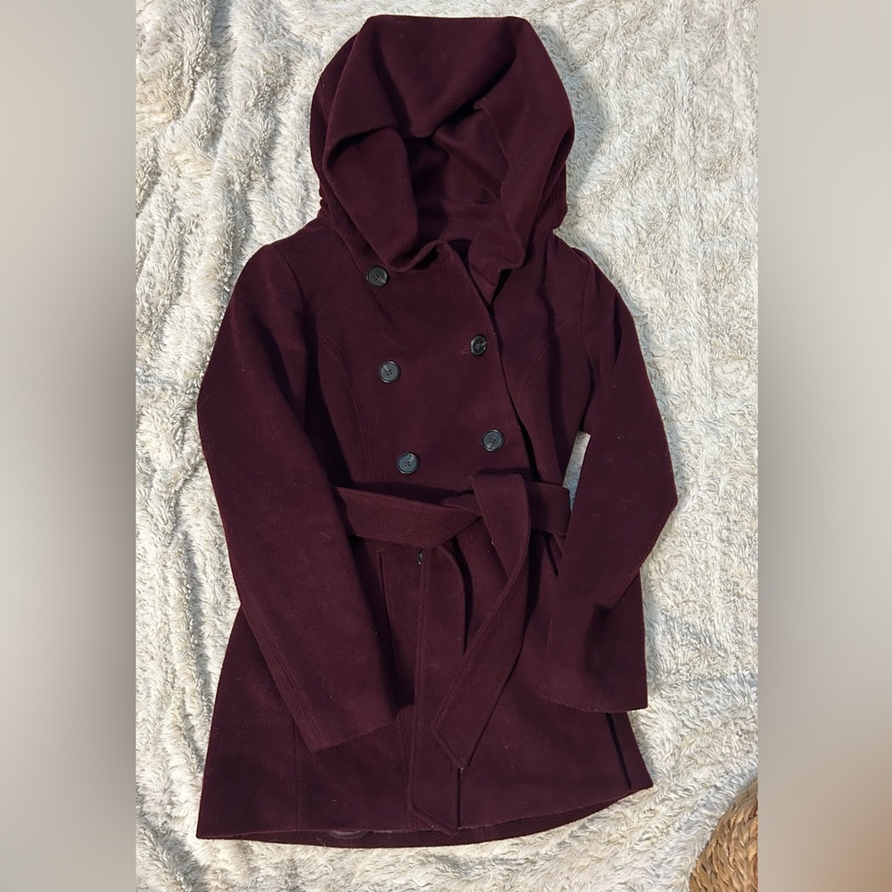 Banana Republic Eggplant hooded Peacoat size PSmall
